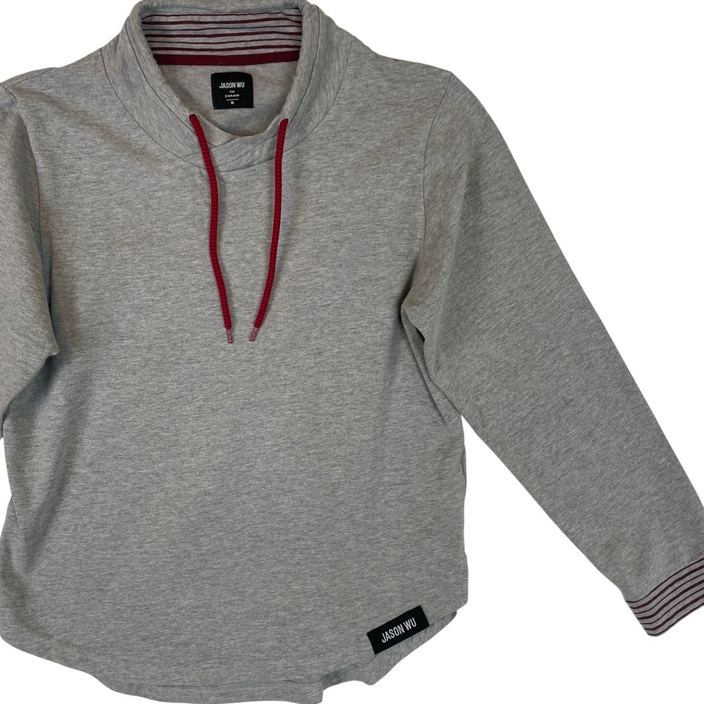 JASON WU FOR EVAIR grey cowl neck sweatshirt long sleeve drawstring‎ size M